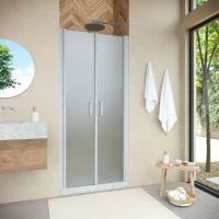 Душевая дверь Vegas Glass E2P NOVO h2000 100 07 10 100 см, профиль матовый хром, стекло сатин