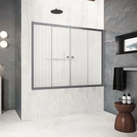 Шторка на ванну Vegas Glass Z2V Protec 165 06 Moru 165 см, профиль оружейная сталь матовый, стекло рифленое