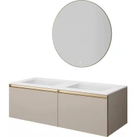 Комплект мебели Armadi Art Quatro Daphne 790-M2-140(70+70)-D-MG + 793-140-2-W + 545-100-MG 141 см, подвесной, бежевый матовый