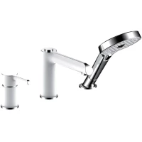 Смеситель на борт ванны Gappo G1103-8 с душевым гарнитуром, хром/белый