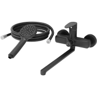 Смеситель для ванны Aringa Рейн AR02003BL универсальный, с душевым гарнитуром, черный матовый