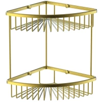 Полка для ванной Wonzon & Woghand WW-4128-BG 21x21 см, угловая, двойная, золотой матовый
