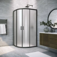 Душевой уголок Vegas Glass ZS Novo h2000 90 02M 10 90x90 см, профиль черный матовый, стекло сатин