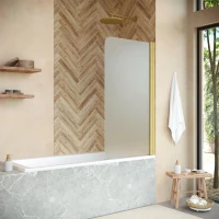 Шторка на ванну Vegas Glass EV NOVO 70 03 10 R 71 см R, профиль золотой матовый, стекло сатин