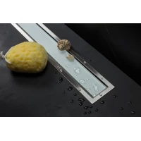 Душевой трап (лоток) Pestan Confluo Premium White Glass Line 13000285 85 см, с решеткой, щелевой, матовый хром/белый глянец