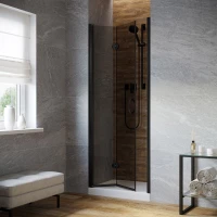 Душевая дверь Vegas Glass GPS LUX 70 02M 07 L 70 см L, профиль черный матовый, стекло графитовое