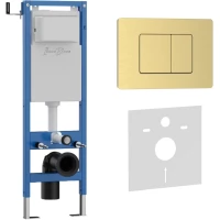 Инсталляция для унитаза Iberica Blanca Silencio Mini Inox-C IB.001M.115 с кнопкой смыва, золотой матовый