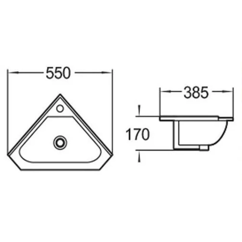 Раковина WeltWasser Aisbach 7012 GL-WT 10000008681 55x38,5 см, угловая, подвесная, белый Раковина WeltWasser Aisbach 7012 GL-WT 10000008681 55x38,5 см, угловая, подвесная, белый