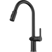 Смеситель для кухни Knotlor Inspiration KN-100/BL с выдвижным изливом, черный матовый