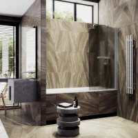 Шторка на ванну MaybahGlass MGV-784-5 70 см R, профиль матовый хром, стекло бронза матовая