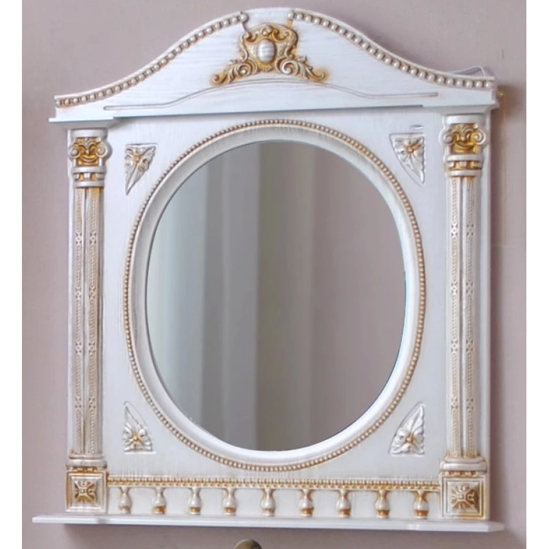 Зеркало 91,5x94,5 см белый жемчуг золотая патина Atoll Наполеон
