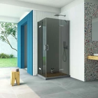 Душевой уголок Vegas Glass AFA-F Retta 90*80 07 07 R 90x80 см R, профиль матовый хром, стекло графитовое