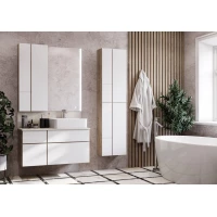 Комплект мебели дуб эндгрейн/белый матовый 100 см Акватон Мишель 1A244101MIX40 + 732700B000 +  1A253303MIX40 + 1A253902MIX40 + 1A244203MIX40