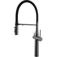 Смеситель для кухни ORINZA ORM.309.BLACK с подключением к фильтру, гибким изливом, черный