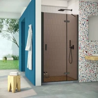 Душевая дверь Vegas Glass AFP Retta 100 02M 05 R 100 см R, профиль черный матовый, стекло бронза