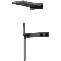 Душевой комплект Sancos Linn SC9023MB 230 мм, с термостатом, черный матовый