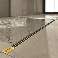 Душевой трап (лоток) Berges Super Slim 092053 70 см, с решеткой, щелевой, золотой