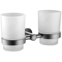 Стакан для зубных щеток Belz B90508 двойной, настенный, оружейная сталь матовый