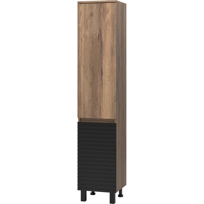 Пенал Brevita Dakota DAK-050350-19/02Л напольный L, черный матовый/дуб галифакс