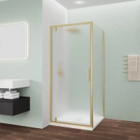 Душевой уголок Veconi Ottimo OP30G-SP-8090-07-C9 80x90 см, профиль золотой матовый, стекло матовое