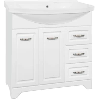 Тумба с раковиной белый глянец 90,5 см Style Line Олеандр-2 ЛС-00000241 + ЛС-00000152