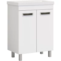Тумба под раковину Vigo Plaza 023 56,8 см, напольная, белый глянец/белый матовый