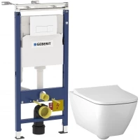 Комплект подвесной унитаз Geberit Smyle Square 500.683.00.2 + система инсталляции Geberit 458.125.11.1