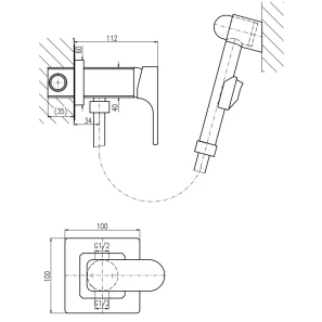 Изображение товара гигиенический душ rav slezak yukon yu147/1cmat со смесителем, черный матовый