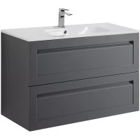 Тумба под раковину Art&Max Platino AM-Platino-900-2C-SO-GM-Cer 90,2 см, подвесная, серый матовый