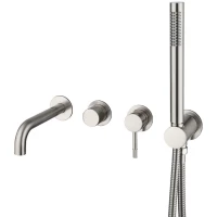 Смеситель для ванны Boheme Uno 464-3-NB встраиваемый, с душевым гарнитуром, никель матовый