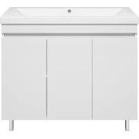 Тумба под раковину Misty Енисей Э-Ени01100-0112Я 98 см, напольная, белый глянец/белый матовый