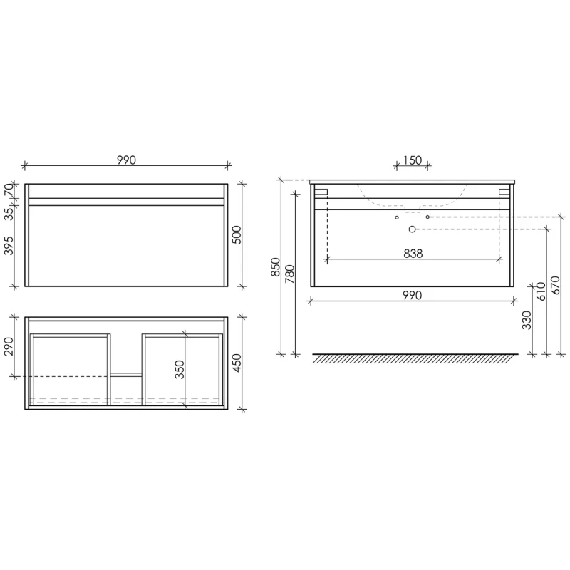 Комплект мебели дуб бардолино/белый глянец 101 см Sancos Smart SM100E + CN7003 + AR1000