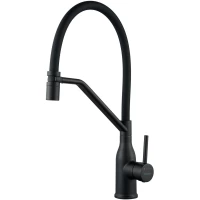 Смеситель для кухни Shevanik S343H-3 с гибким изливом, черный матовый