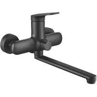 Смеситель для ванны Shevanik S8502H универсальный, с душевым гарнитуром, черный матовый