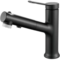 Смеситель для раковины Raffine F281H с выдвижным изливом, с функцией полоскания, черный матовый