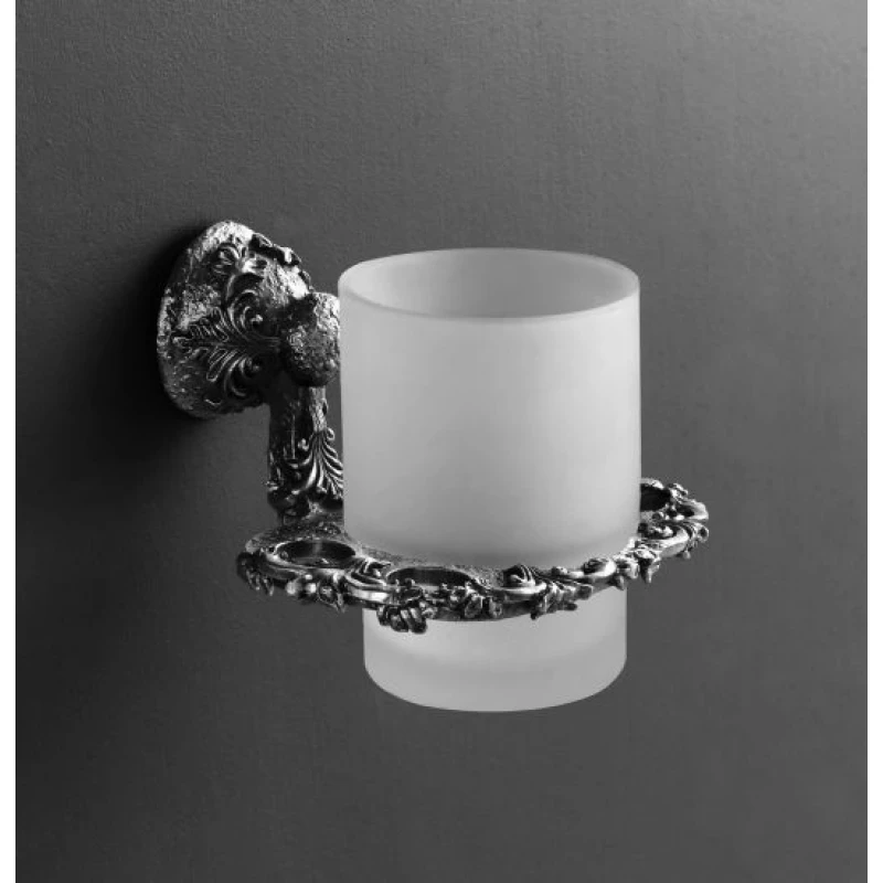 Стакан с держателем зубных щеток серебро Art&Max Sculpture AM-0684-T