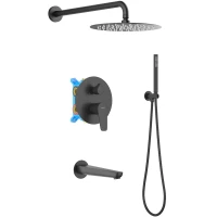 Душевой комплект Aquatek Бетта AQ1173MB 250 мм, со смесителем, черный матовый