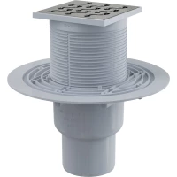 Душевой трап AlcaPlast APV202 105x105/50/75 мм, с решеткой, перфорированный, хром