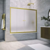 Шторка на ванну Vegas Glass Z2V NOVO 200 03 10 200 см, профиль золотой матовый, стекло сатин
