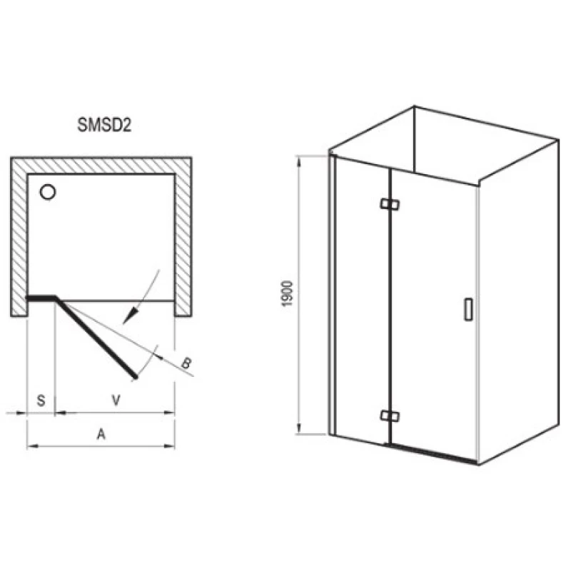 Душевая дверь Ravak SmartLine SMSD2-90(B) R хром Transparent 0SP7BA00Z1