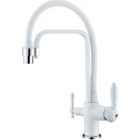 Смеситель для кухни Zorg ZR 342-8 YF WHITE с подключением к фильтру, гибким изливом, белый