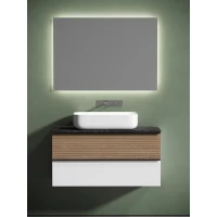 Комплект мебели Sancos Delta DL100W + TT100A1 + CN5004 + SQ1000 100 см, подвесной, светлый дуб/белый матовый