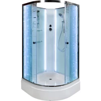 Душевая кабина 90x90x208 см Deto EM2790NLED матовое с прозрачным узором
