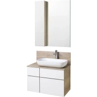 Комплект мебели дуб эндгрейн/белый матовый 80 см Акватон Мишель 1A244501MIX40 + 1A253003MIX40 + 1AX169WBXX000 + 1A253902MIX40 + 1A244303MIX40