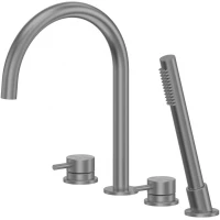 Смеситель на борт ванны Abber Wasser Kreis 316 AF8113BGG с душевым гарнитуром, оружейная сталь матовый