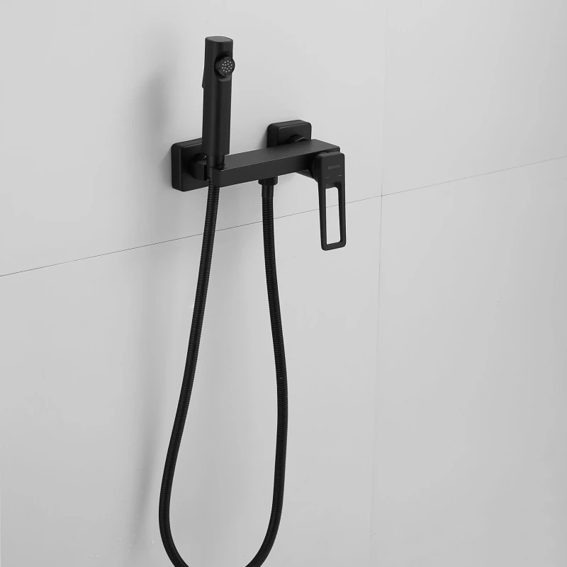 Гигиенический душ Shevanik S6805H-1 со смесителем, черный матовый