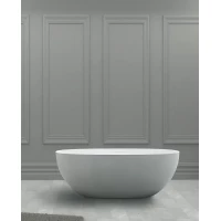 Ванна из литьевого мрамора Abber Stein AS9624-1.6 160x75 см, отдельностоящая, белый матовый