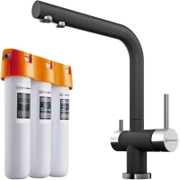 Смеситель для кухни с фильтром Omoikiri Nagano-BL + Pure drop Lite черный 4047.8028
