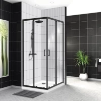 Душевой уголок 90x90 см BelBagno UNO-195-A-2-90-C-NERO прозрачное