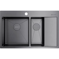 Кухонная мойка Omoikiri Akisame 78-2-GM-L 4973101 78x51 см, вороненая сталь